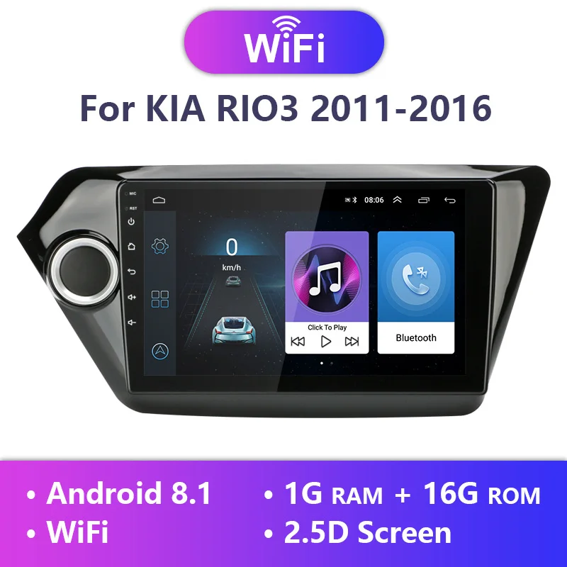 JMCQ " Автомагнитола для KIA RIO 3 2011 12 13 14 15 K2 сенсорный экран Android 8,0 плееров навигация gps carplay зеркало-llink - Цвет: WiFil Android player