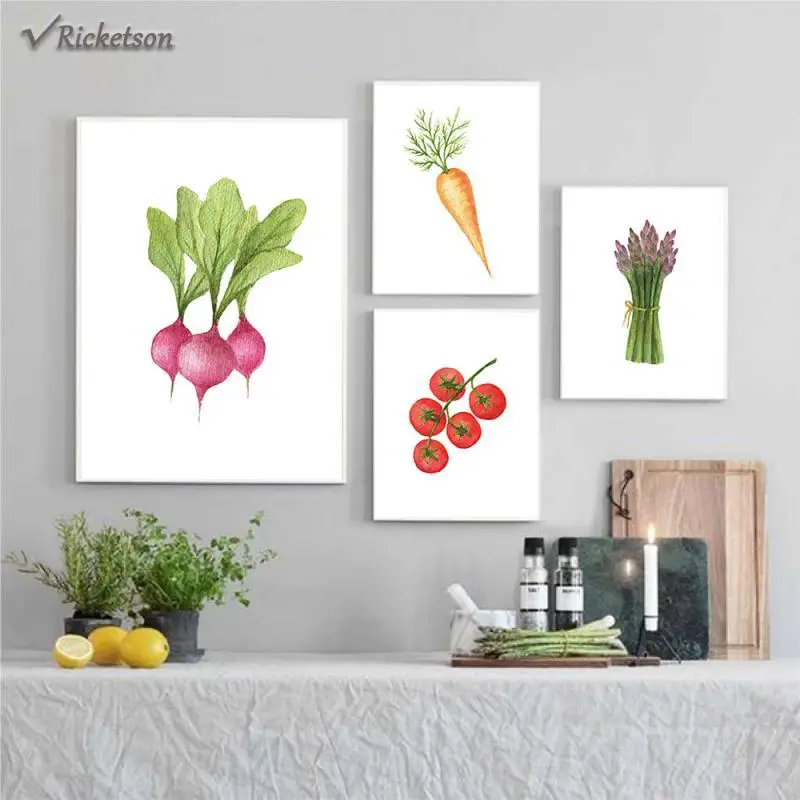 

Food Poster and Print Carrot Artichoke Fruit Vegetable Canvas Painting Wall Art Picture Kitchen Dining Room Restaurant Decor