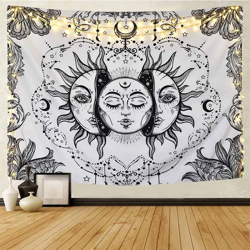 Психоделический гобелен с изображением планеты бога солнца астрологии мандалы