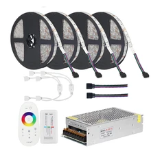 DC12V 5050 LED Strip RGB RGBW RGBWW 5M 10M 20M Set LED Strip 5050 RGB 60LEDs/m + Touch Remote Controller+ 12V Power adapter