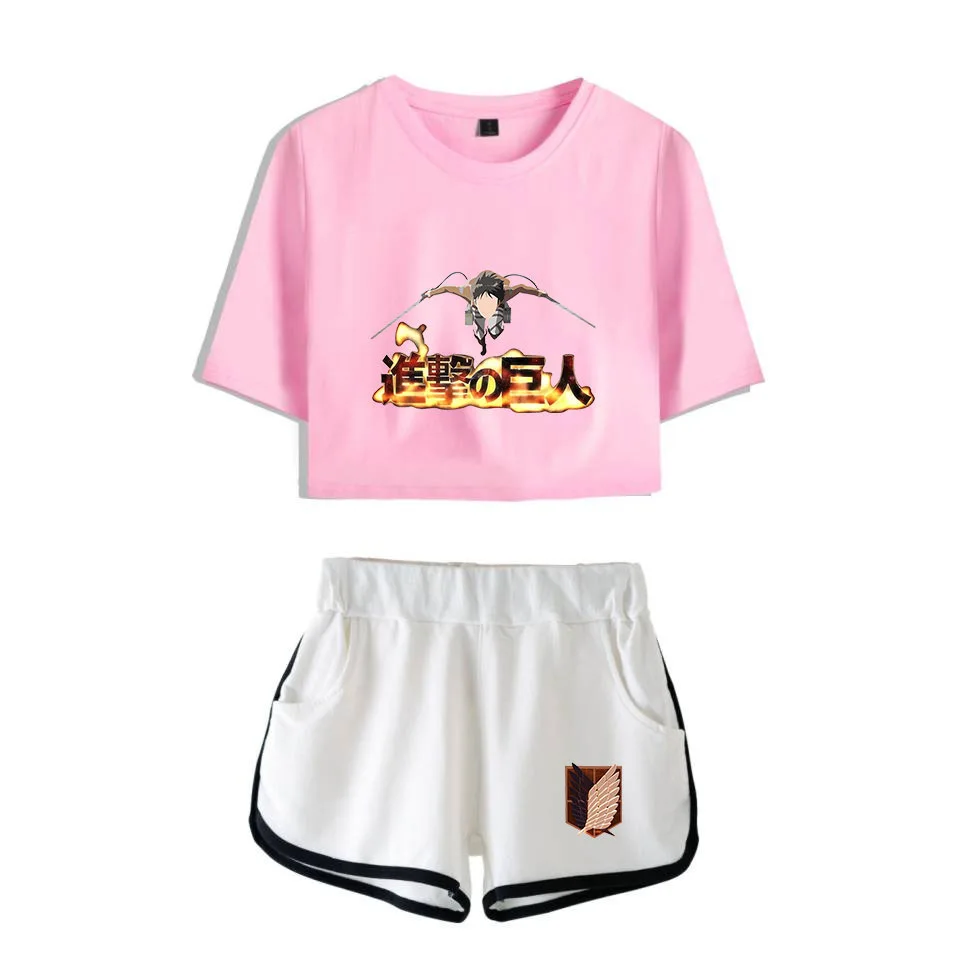 COSREA Attack On Titan Cosplay Costume Survey Corps Logo Short Sleeve Shirt Sport Suits Girls Tees Shorts T Running Sets Women -Zentai shop online H7a41ff087ac54d58a18563cc80908fef9.jpg