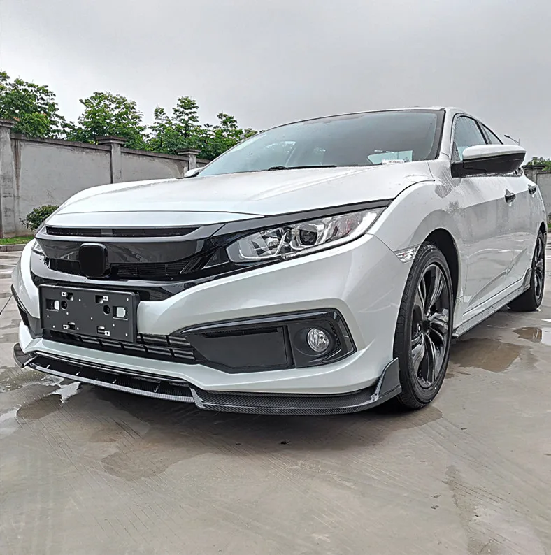 Для нового Honda Civic защита выхлопного отверстия переднего бампера комплект кузова спойлер для губ бампер для автомобиля Передняя Лопата столкновения Спорт черный