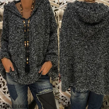 

Brand New Fashion Women Warm Knitted Sweater dress Long Sleeve Pullover Loose Roll Pull Haut Hoodie Outwear Dropshipping