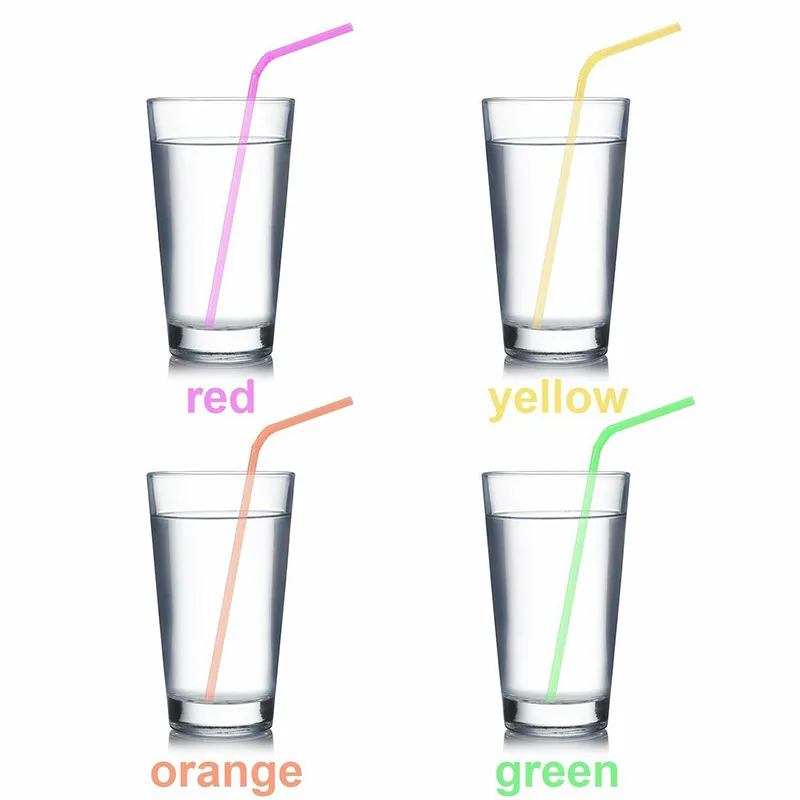 Description Picture 5 of item100Pcs Fluorescent Plastic Bendable Drinking Straws Disposable Beverage Straws Wedding Decor Mixed Colors Party Supplies