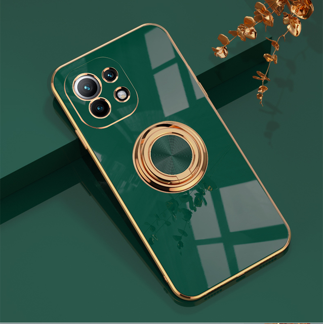 Luxury Plating Case for Xiaomi Mi 11 Ultra 11 Pro 10T Lite POCO F3 F2 Pro Ring Stand Phone Cover for Redmi K40 Pro K30