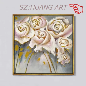 

Painting for Living Room Wall Art Beautiful White Flowers Acrylic Canvas Oil paintings Hand Painted Home Decor No Frame