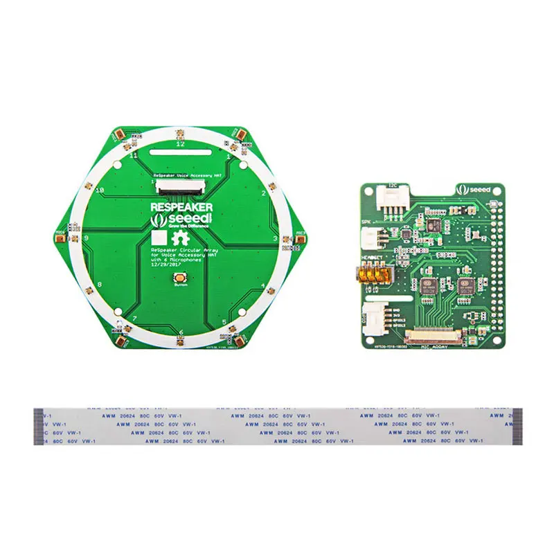 Raspberry Pi4 Малина пирог ReSpeaker кольцо 6 микрофонов распознавание речи Pi0/3/3 - Цвет: Серый