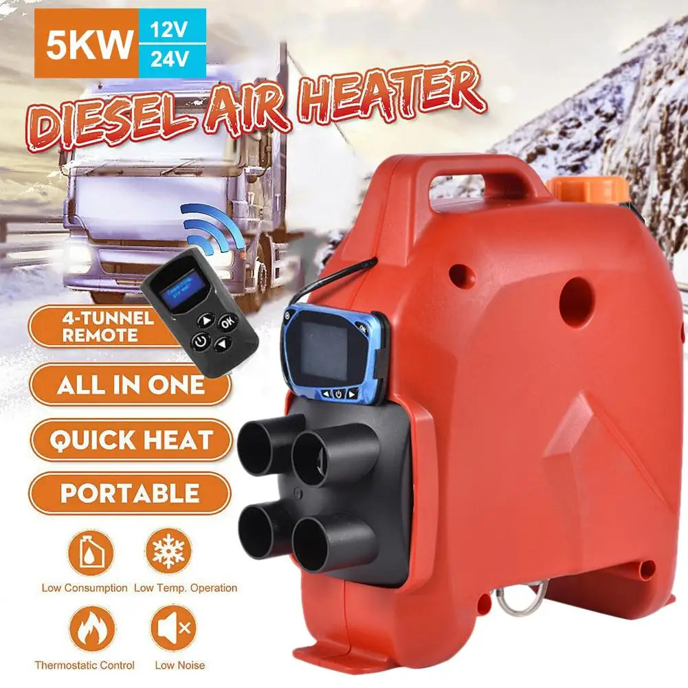 BEST QUALITY 12V/24V 5KW Auto Car Parking Heater Red With LCD Monitor Air Diesels Heater Universal For Freight V