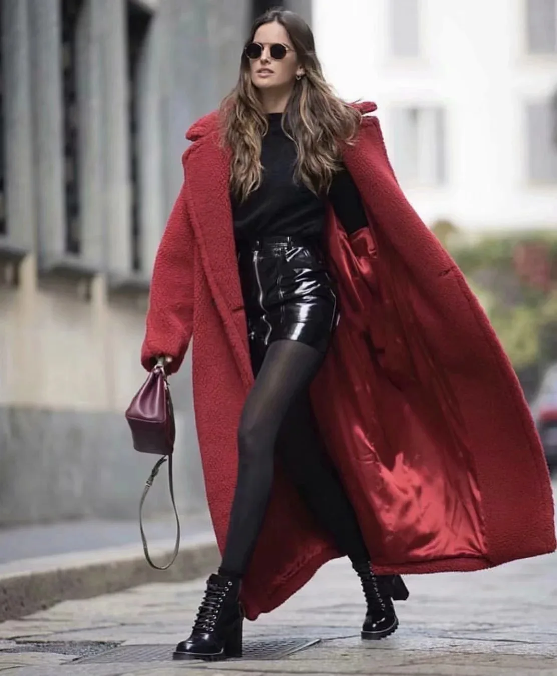 Женское осеннее и зимнее уличное длинное шерстяное пальто с воротником из искусственного меха