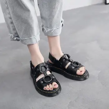 

Genuine Leather Female Shoes Women Gladiator Sandals Women 2020 Summer Shoes Woman Platform Sandals Woman Flats Sandale Femme 45