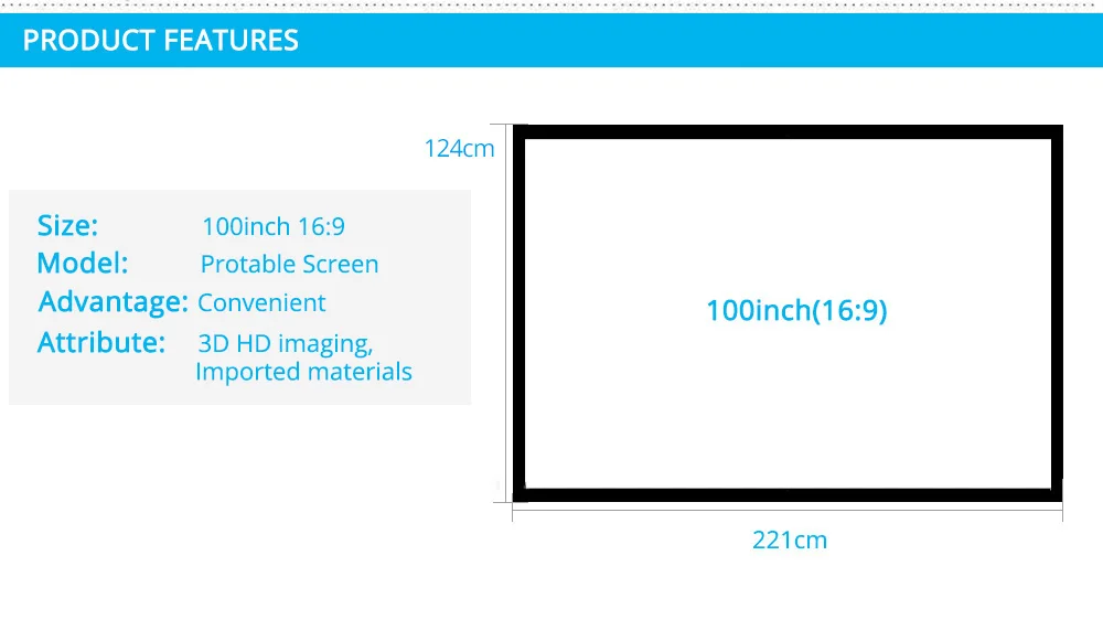 Портативный проектор Rigal 60, 100 дюйма, 16:9, пластиковый экран, матовый белый, для домашнего кинотеатра, встречи, светодиодный DLP проектор