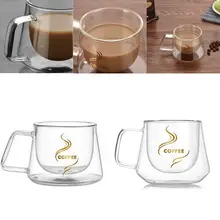 200 мл высокое боросиликатное стекло с двойными стенками прозрачная термостойкая кофейная чашка для питья молочного чая кофе латте эспрессо