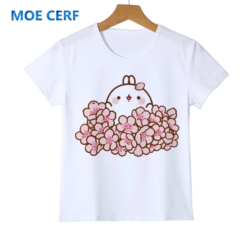 Летняя футболка с круглым вырезом и забавным мультяшным принтом molan and Piupiu; топы для детей; футболка; детская одежда; Z53-1