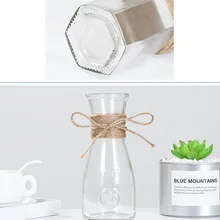 Nordic Стекло вазы Гостиная Украшение стола; светлые прозрачные водонепроницаемые сапоги гидропоники веревка в цветочек сухой ваза для цветов DIY ко Дню Святого Валентина