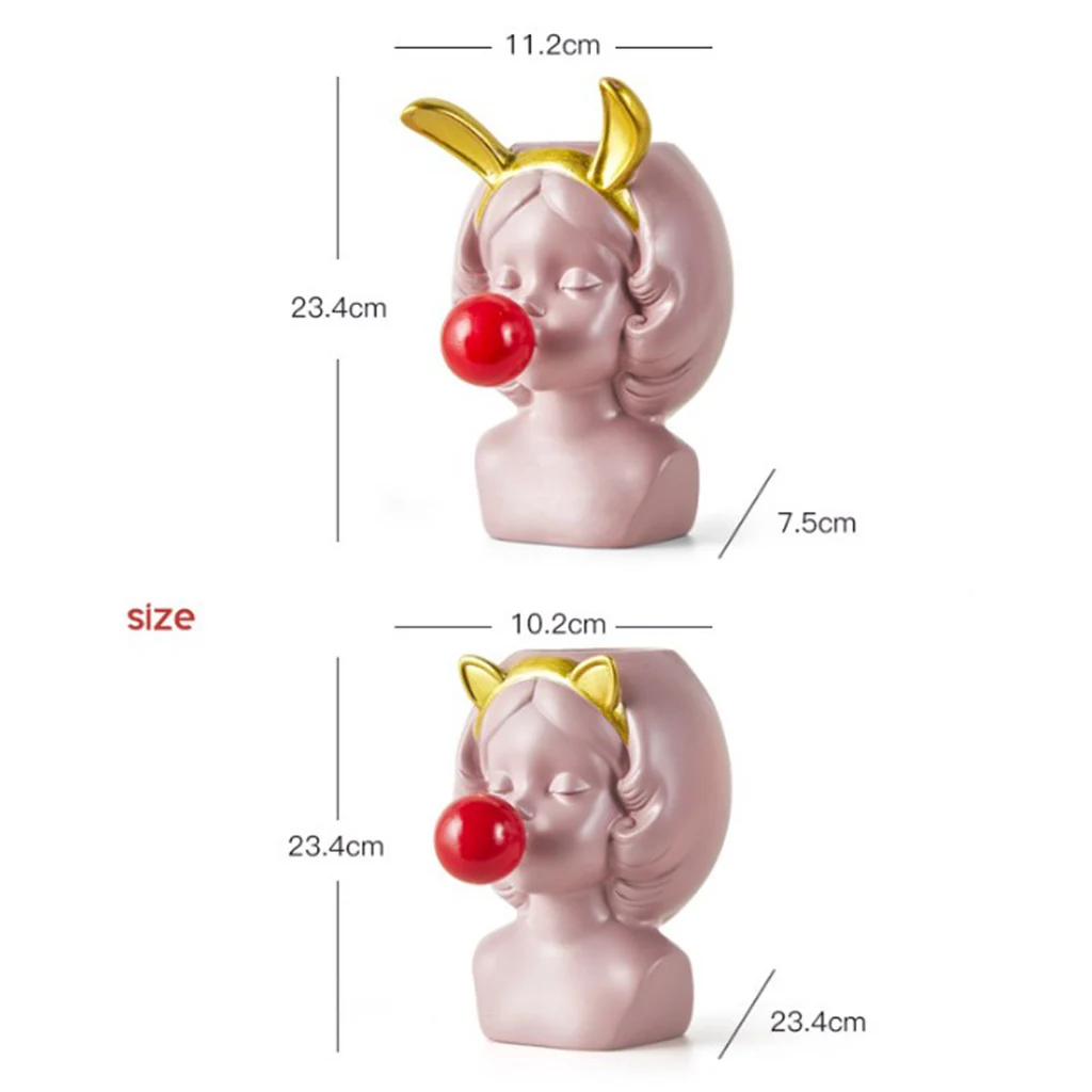 Cute Girl Blowing Bubbles Succulent Planters Vinyl Flower Pot for Home Tabletop Decor, Various Styles Available