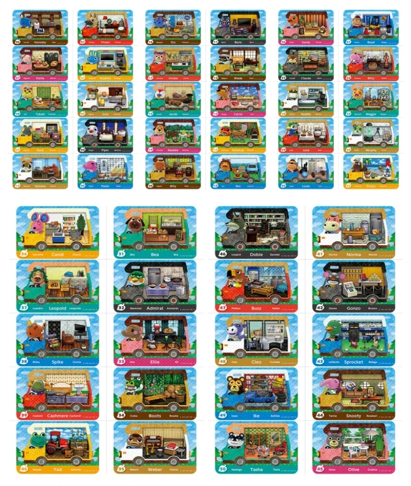 

Welcome Series 50pcs/Set Card Work For Animal Crossing New Leaf Welcome NFC Tag House RV Card 01~50