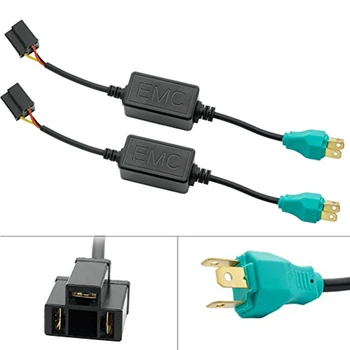 

2Pcs H4 Anti Flicker Harness Error Free Decoders LED Headlight Canbus Wiring Kit Free Resistor Fit 7 Inch H4 Headlight for Jeep