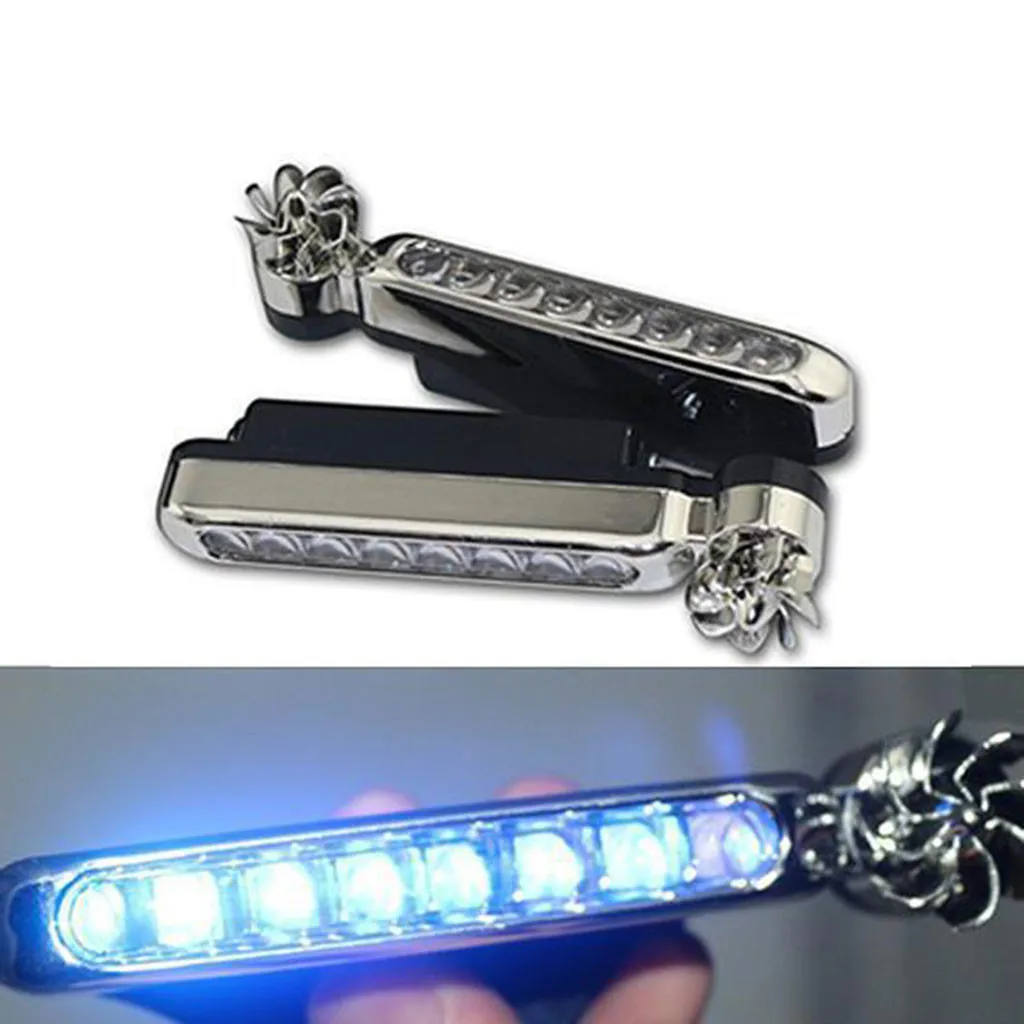 blue 2 Pcs Wind Power Without Need External Power Supply For Day Car Racing and Jogging Lights 8 LED DRL Daylight Headlight - Цвет: blue