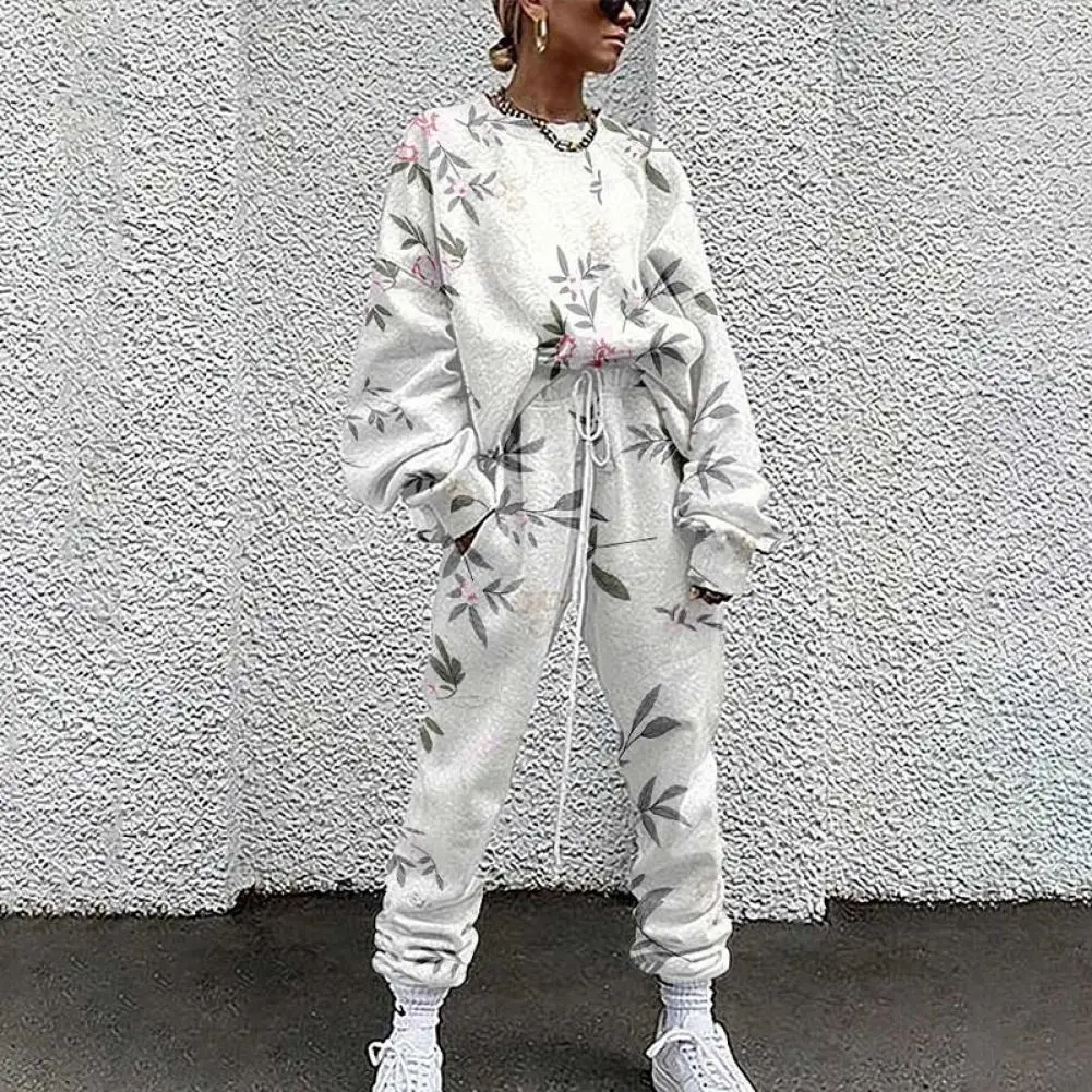 

2021 4XL Tie Dye Floral Print Tracksuits Women Casual Two Piece Set Spring Street T-shirt Tops And Jogger Set Suits 2pcs Outfits