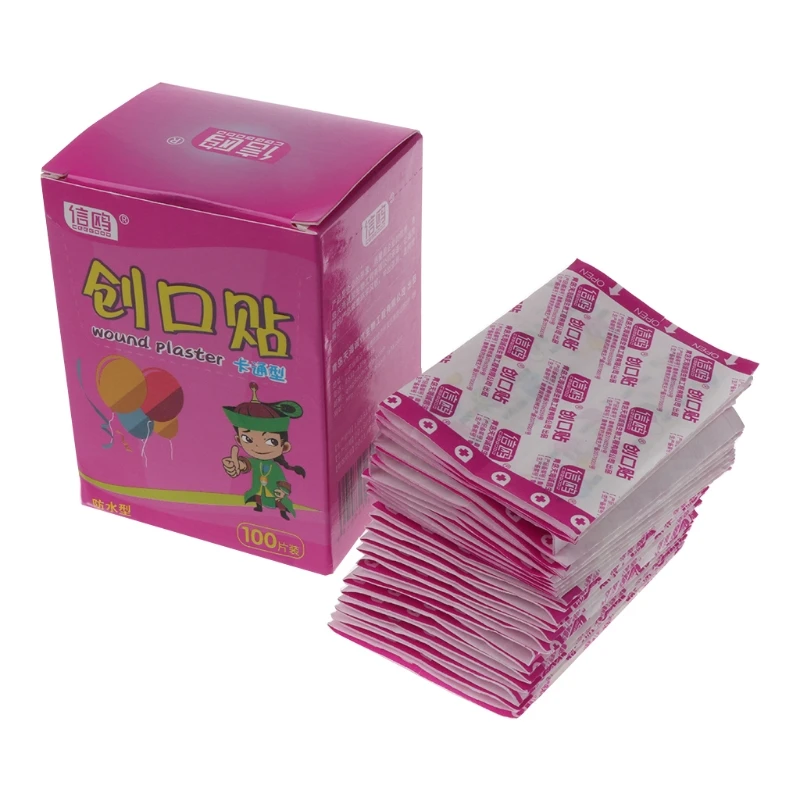 

100Pcs Adhesive Bandages Waterproof Breathable First Aid Wound Plaster Cartoon H55D