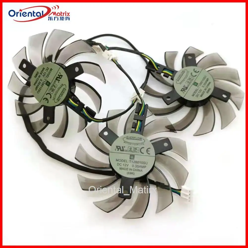 3 шт./лот T128010SU 75 мм DC12V 0.35AMP 40 VGA вентилятор видеокарты для Gigabyte GTX670 GTX580 560ti GTX770