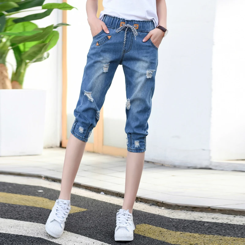 Women 2020 Summer Ripped Capris Jeans Woman Female Loose Calf-Length Denim Shorts Casual High Waist Harem Jeans Pants Women 2020 Summer Ripped Capris Jeans Woman Female Loose Calf-Length Denim Shorts Casual High Waist Harem Jeans Pants