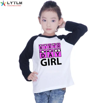 

LYTLM First Birthday Girl Tee Shirt Enfant Fille Happy Birthday Girls Tops Long Sleeve Cartoon T-shirt Toddler Girl Fall Clothes
