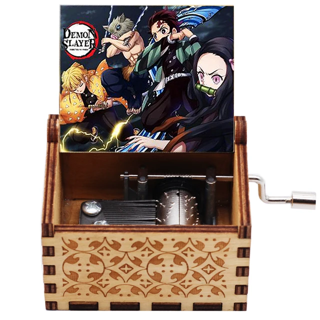 New Wooden Antique Hand-cranked Music Box Anime Demon Slayer Tanjirou Nezuko Kimetsu No Yaiba  New Year Christmas Gifts 6