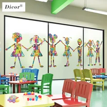 Английский алфавит витражное окно фильм мультфильм ребенок держать руки детский сад Детская Школа украшения Raamfolie стекло стикер