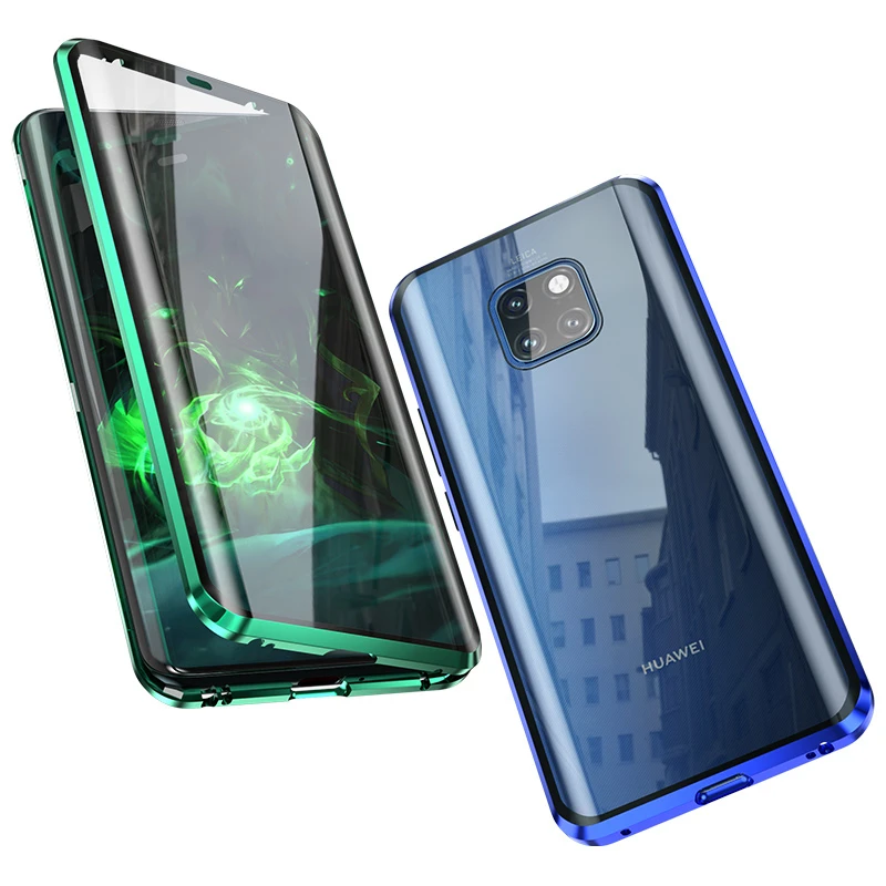 Luxury Magnetic Glass Metal Case For Huawei Mate 20 Pro Armor 360 Full Body Protective Back Cover 20Pro |
