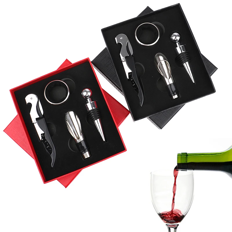 

Stainless Steel Wine Bottle Opener Set with Gift Box, Cork Screw Cap Opener, Kitchen Bar Accessories, Wedding Gift
