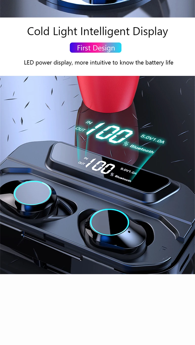 TWS G02 Bluetooth наушники беспроводной головной телефон Bluetooth 5,0 9D стерео музыка IPX7 водонепроницаемые наушники с 3300 мАч Внешний аккумулятор
