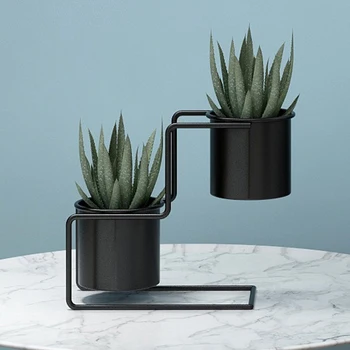 

Simple Creative Desktop Flower Pot Stand Nordic Style Iron Art Double Flower Container Planter Pot Rack for Home Wedding Decor