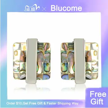 

Blucome NEW Simple Geometric Earrings Colorful Shell Women Square Earring Fashion Jewelry For Girls Party Daily Accessories Gift