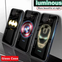 Los vengadores de Marvel luminosa de teléfono funda para Samsung Galaxy S10E S10 5G S9 S8 Plus Nota 10 9 8 10plus superhéroe funda de Spiderman(China)