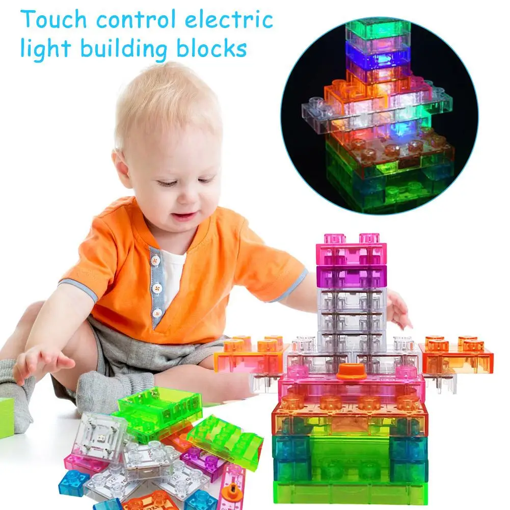Обучающая игрушка 19 шт. электрические строительные блоки, Бесплатная сборка, конструктор из строительных блоков, игрушка с сенсорным