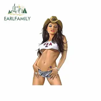 

EARLFAMILY 13cm x 7.4cm For Ultra Rare Sexy All American Cow Girl Pinup Gir Car Sticker Occlusion Scratch Bumper Window Stickers