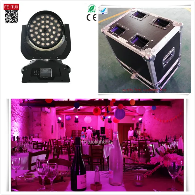 E-4pcs+ Дорожный Чехол Горячая 36x15 Вт Светодиодная моющаяся Подвижная головка 5в1 диоды с беспроводным управлением движущаяся головка с зумом движущаяся головка свет сцены