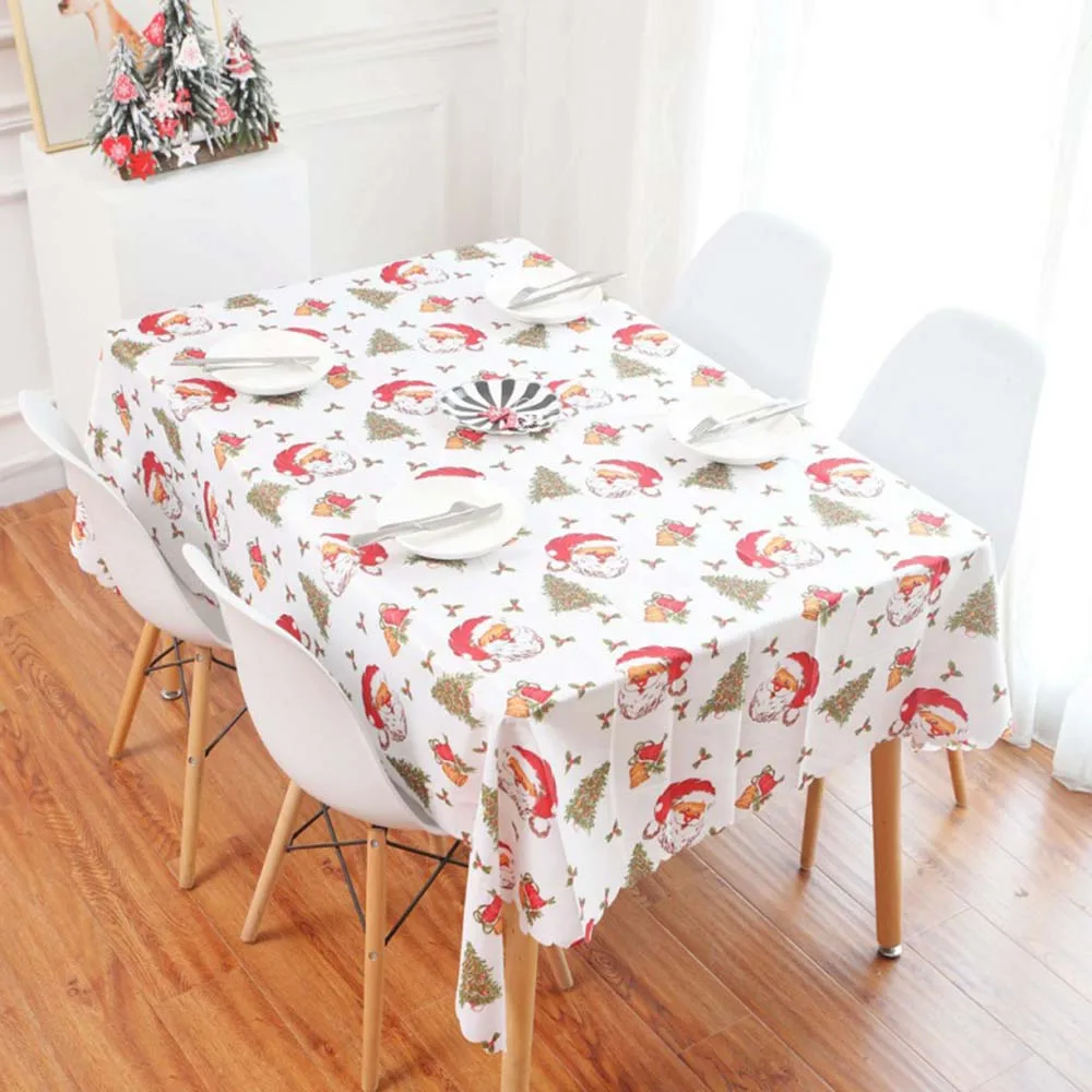 

New 3D Tablecloth Christmas Tree New Year Fireworks Waterproof Thicken Rectangular and Round Wedding Table Cloth