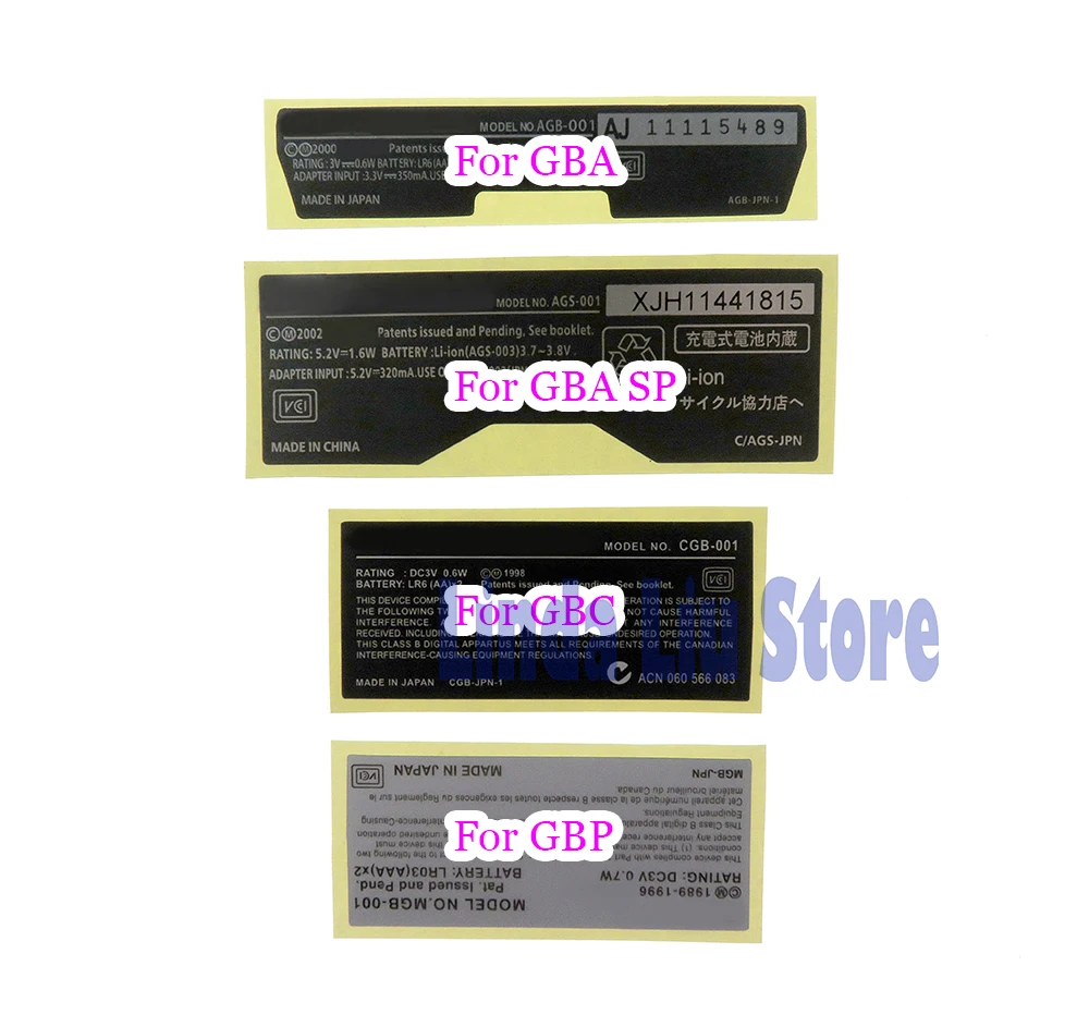 20 шт. новые наклейки на заднюю панель замена Gameboy Advance/ SP/ Color для игровой консоли GBA/