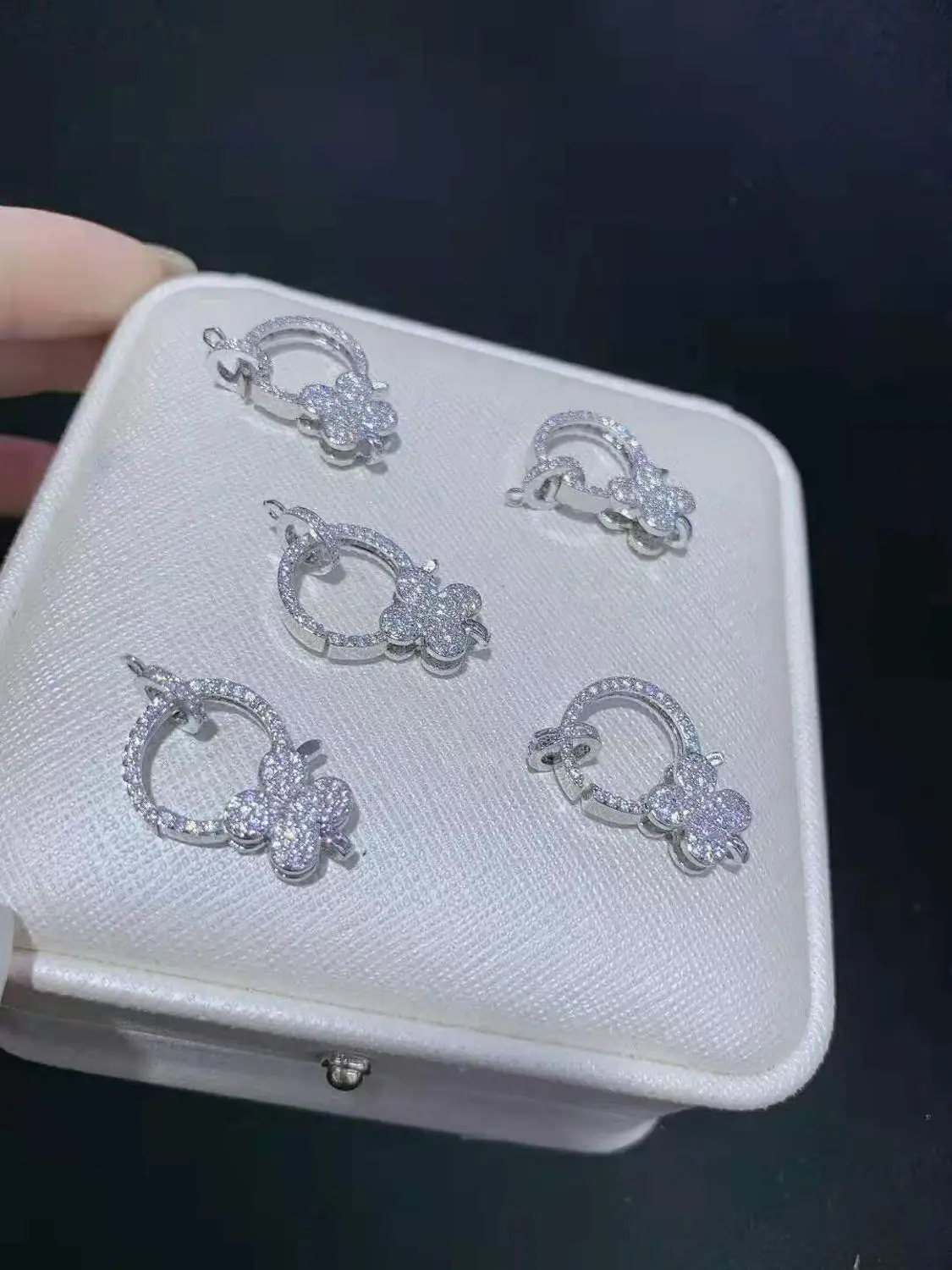 

High-grade five color zircon micro inlay beautiful flowers fashion long sweater chain link clasp 2pc/lot