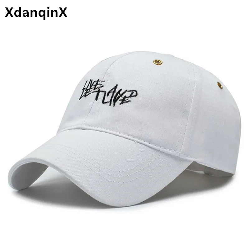

XdanqinX women's hat letter embroidery baseball caps men's fashion casual sports cap adjustable cotton couple hats snapback cap