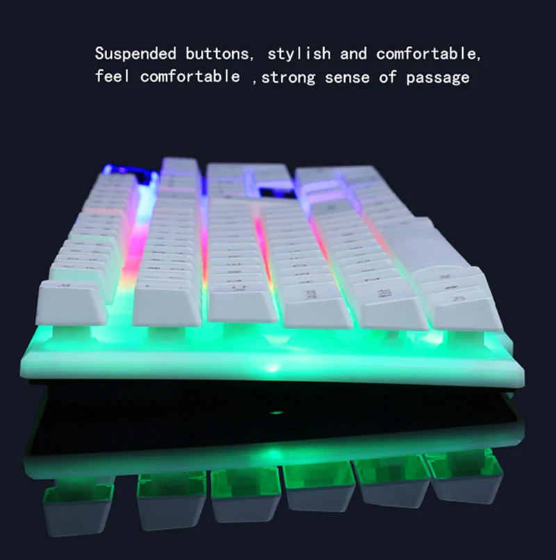 Rainbow Colorful LED Fashion Backlit Wired Keyboard Mouse Set Gaming Keyboard Gamer Mouse tripod Keyboard Home Office PC Laptop
