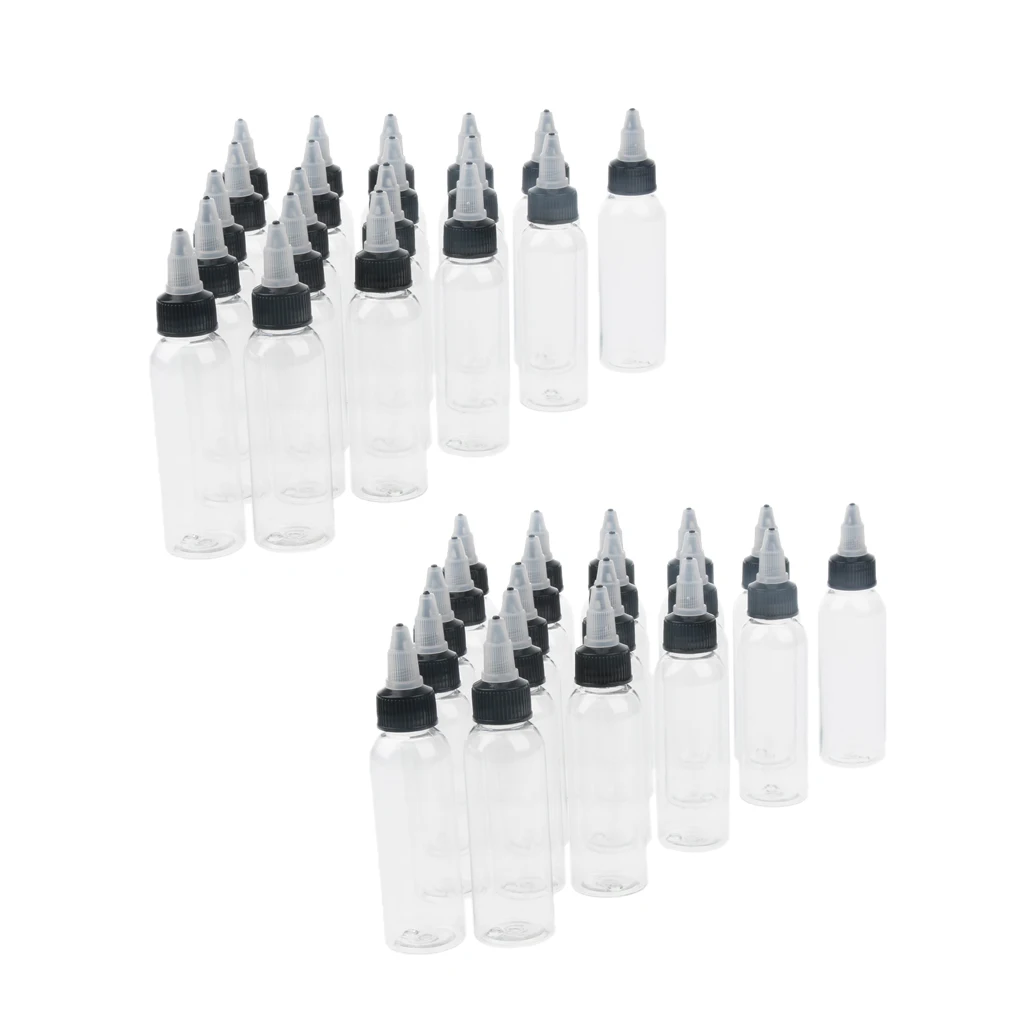40pcs Plastic Empty Liquid Solvent Bottles With Twist Top Caps Leak Proof