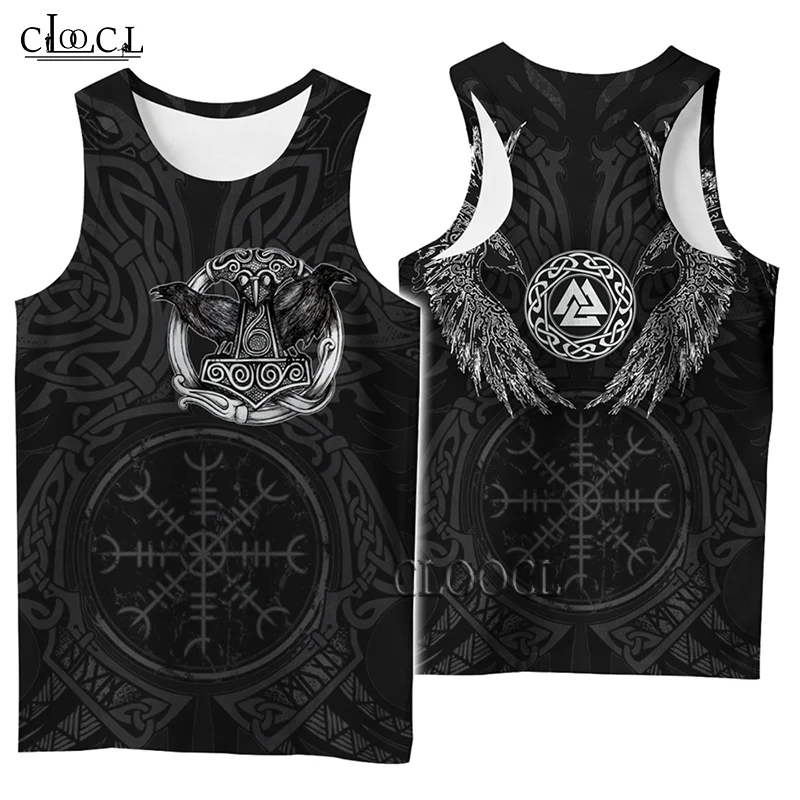 CLOOCL-Camiseta sin mangas con estampado 3D para hombre y mujer, chaleco Popular con estampado de símbolo Vikingo, tatuaje, Cuervo, ropa de calle, sin mangas, informal, Fitness, envío directo