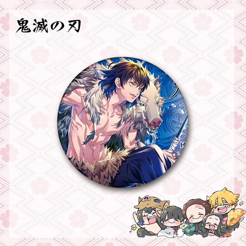 New Anime Demon Slayer 58mm Anime Tinplate Nezuko Tanjirou Butterfly Bear Badge Ornament Backpacks Bag Badges Button Brooch Pins