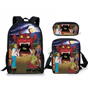 

THIKIN Classic Funny Ghostbusters Scooby Print School Bags Set/3Pcs for Kids Girls Boys Teen Polyester Backpacks Cartoon Mochila