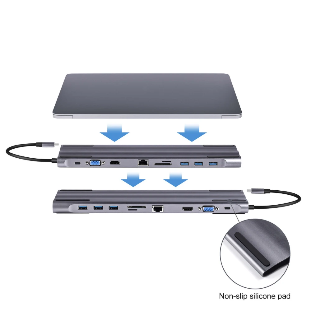 Kebidu концентратор USB type C до 3,0 USB HDMI RJ45 usb-хаб для MacBook Pro Аксессуары USB разветвитель Мульти 10 Порты Тип C концентратор USB-C концентратор