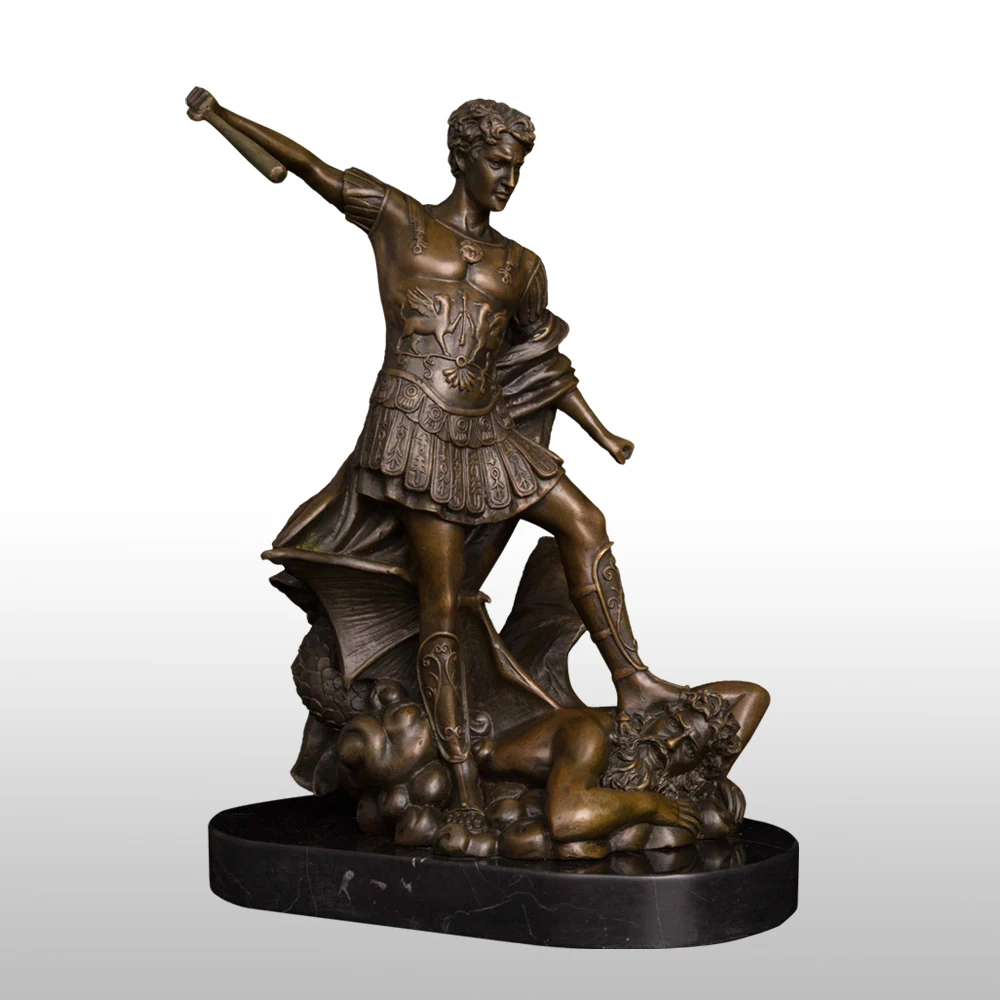 ATLIE BRONZES Классическая статуя Святого Майкла Архангела с палкой бронзовая римско-католическая скульптура ангела Мигеля украшение