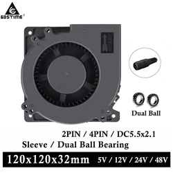 Gdstime ventilador Turbo Industrial de doble bola, 5V, 12V, 24V, 48V, 12032, 12cm, 120x120x32mm, 120mm, 1 unidad